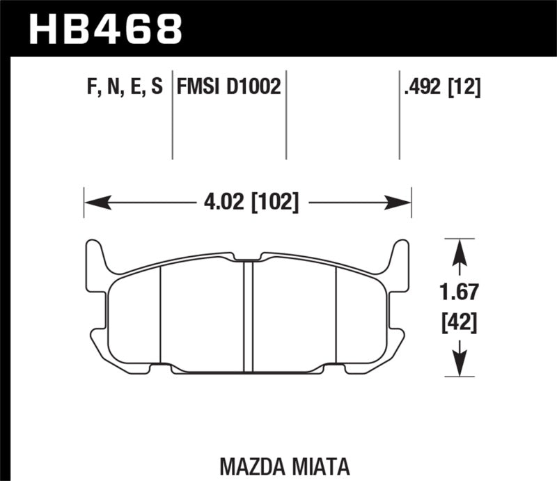 Hawk 03-05 Miata w/ Sport Suspension HPS Street Rear Brake Pads (D1002)